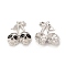 Rack Plating Alloy Enamel Pendants, Cherry with Skull Charm, Platinum, 31.5x27.5x5.5mm, Hole: 1.8mm