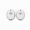 304 Stainless Steel Micro Pave Clear Cubic Zirconia Charms, Cadmium Free & Nickel Free & Lead Free, Oval, Stainless Steel Color, 14x10x1.5mm, Hole: 1mm
