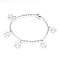 Tarnish Resistant 304 Stainless Steel Charm Bracelets, with Lobster Claw Clasps, Star, Stainless Steel Color, 8-1/8 inch(20.5cm), 2mm, Star: 14.5x12.5x0.7mm