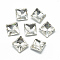 Pointed Back Glass Rhinestone Cabochons, Back Plated, Faceted, Square, Clear, 10x10x5mm