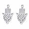 Tarnish Resistant 201 Stainless Steel Links connectors, Laser Cut, Hamsa Hand/Hand of Fatima/Hand of Miriam, Stainless Steel Color, 18x10x1mm, Hole: 1.4mm