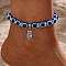 Resin Evil Eye Alloy Charm Anklets, Owl, Inner Diameter: 2-3/8 inch(60mm)