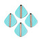 Opaque Resin & Wood Pendants, Teardrop, Medium Turquoise, 32.5~33x27.3~27.9x3.5mm, Hole: 2mm