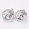 Opalite Pendants, with Platinum Tone Brass Findings, Flat Round with Tree of Life, 31.5x28x11.5mm, Hole: 5x7mm