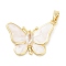 Brass Micro Pave Cubic Zirconia Pendants, Cadmium Free & Nickel Free & Lead Free, with Enamel, Butterfly Charms, Real 18K Gold Plated, 17x23.5x3.5mm, Hole: 5x2.5mm
