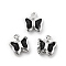 Glass Charms, Butterfly, with Brass Findings, Long-Lasting Plated, Platinum, Black, 8.5x7x2mm, Hole: 1mm
