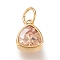 PVD Vacuum Plating 304 Stainless Steel Cubic Zirconia Pendant, Triangle, Golden, PeachPuff, 12.5x9.5x5mm, Hole: 5mm