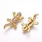 Brass Micro Pave Cubic Zirconia Beads, Gecko, Golden, 27x13~15x6.5mm, Hole: 1mm