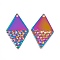 Ion Plating(IP) 304 Stainless Steel Pendants, Rhombus Charm, Rainbow Color, 32x18x1mm, Hole: 1.5mm
