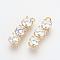 Brass Cubic Zirconia Pendants, Nickel Free, Real 18K Gold Plated, 22x6x5mm, Hole: 1.5mm