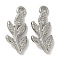 Anti-Tarnish 304 Stainless Steel Pendants, Leafy Branch Charms, Stainless Steel Color, 22x10x3mm, Hole: 1.8mm