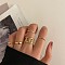 5Pcs Alloy Oval Chain Finger Rings, Golden, Inner Diameter: 16~19mm