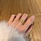Leaf 925 Sterling Silver Micro Pave Cubic Zirconia Finger Rings for Women, Real 24K Gold Plated, US Size 7 1/4(17.5mm)