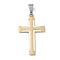 304 Stainless Steel Pendants, Cross Pendants, Real Gold Plated & Stainless Steel Color, 41x25x2.5mm, Hole: 8x5mm