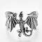 Alloy Cuff Finger Rings, Wide Band Rings, Pterosaur, Antique Silver, Size 10, 20mm