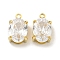 PVD Vacuum Plating 304 Stainless Steel Pendants Cubic Zirconia Pendants, Oval Charms, Clear, Real 18K Gold Plated, 10x6x4mm, Hole: 1.2mm