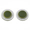 Acrylic Cabochons, with ABS Plastic Imitation Pearl Beads, Flat Round, Dark Olive Green, 21.5x6mm
