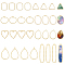 32Pcs 8 Styles Alloy Open Back Bezel Pendants, Geometric Charms, For DIY UV Resin, Epoxy Resin, Pressed Flower Jewelry, Golden & Light Gold, 18~60.5x14~36x1.5~3mm, Hole: 1.2~3mm, 4pcs/style