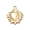 Ion Plating(IP) 304 Stainless Steel Pendants, Rectangle with Sacred Heart Charms, Golden, 22.9x18.2x2mm, Hole: 2mm