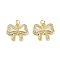 Brass Micro Pave Clear Cubic Zirconia Pendants, Cadmium Free & Lead Free, with Shell, Jump Ring, Bowknot, Real 18K Gold Plated, 15x18.5x3mm, Hole: 3.5mm