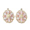 304 Stainless Steel Pendants, Flower, with Enamel and Rhinestone, Real 18K Gold Plated, Thistle, 26~26.5x19.5x2.5mm, Hole: 1.8mm