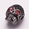 Brass Micro Pave Cubic Zirconia Beads, Skull, Gunmetal, 13x10x7mm, Hole: 2.5mm