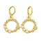 Rack Plating Flower Ring Brass Pave Clear Cubic Zirconia Hoop Earrings for Women, Cadmium Free & Lead Free, Long-Lasting Plated, Real 18K Gold Plated, 36x21mm