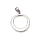 Tarnish Resistant 304 Stainless Steel Pendants, Round Ring, Stainless Steel Color, 33x30x1.5mm, Hole: 10x4.5mm