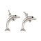 Brass Micro Pave Cubic Zirconia Pendants, with Jump Ring, Sea Animals Charms, Rack Plating, Long-Lasting Plated, Lead Free & Cadmium Free, Platinum, Dolphin, 18.5x19x2mm, Hole: 3mm