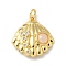 Brass Micro Pave Clear Cubic Zirconia Pendants, with Plastic and Jump Ring, Shell Shape Charms, Real 14K Gold Plated, 19x17.5x6.5mm, Hole: 3mm