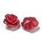 Synthetic Coral Dyed Carved Beads, Flower, Half Hole, Dark Red, 14.5x9mm, Hole: 1mm