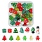 30Pcs Christmas Theme Transparent Glass Beads, Mixed Shapes, Mixed Color, 13.5~26x12~15x4.5~10mm, Hole: 0.8~1.8mm, 30pcs/set