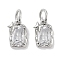 Brass Micro Pave Cubic Zirconia Charms, Cadmium Free & Nickel Free & Lead Free, with Jump Ring, Rectangle with Star, Platinum, Clear, 9.5x6x3mm, Hole: 3mm