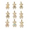 Brass Micro Pave Cubic Zirconia Pendants, Cadmium Free & Lead Free, Real 16K Gold Plated, Bear Charms, Mixed Color, 21.5x13x3mm, Hole: 5x3.5mm.