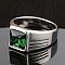 Fashionable 304 Stainless Steel Cubic Zirconia Finger Rings for Men, Punk Style, Rectangle, Green, US Size 7(17.3mm)