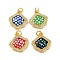 Shell Shape Brass Micro Pave Cubic Zirconia Pendants, Cadmium Free & Lead Free, with Enmel & Shell, with Jump Rings, Real 18K Gold Plated, Mixed Color, 17x16x3.5mm, Hole: 3.5mm