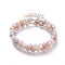 Natural Freshwater Pearl Beaded Bracelets Sets, Stackable Bracelets, with Iron Extension Chain, Brass Findings, Mixed Color, Platinum & Golden, 7-1/4 inch~7-1/2 inch(18.5~19cm), 2pcs/set
