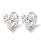 Bowknot Brass Hoop Earrings for Women, Real Platinum Plated, 11.5x9.5mm