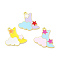 Rack Plating Alloy Pendants, with Enamel, Cadmium Free & Nickel Free & Lead Free, Moon with Cloud & Star Charm, Light Gold, Mixed Color, 22.5x18.5x1.3mm, Hole: 1.8mm