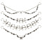 8Pcs 4 Styles Gothic Style Skull Wing Iron Twisted Boot Strap Chains for Halloween, with Tibetan Style Zinc Alloy Connector Charms, Platinum, 250~260mm, 2pcs/style
