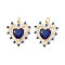 Rack Plating Brass Micro Pave Cubic Zirconia Pendants, with Jump Rings, Long-Lasting Plated, Cadmium Free & Lead Free, Heart, Real 18K Gold Plated, Dark Blue, 19x18x5mm, Hole: 3.2mm