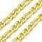 304 Stainless Steel Figaro Chains, Unwelded, with Spool, Real 18K Gold Plated, 7~9x4~4.5x1.5mm