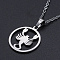Non-Tarnish 201 Stainless Steel Pendants Necklaces, with Cable Chains and Lobster Claw Clasps, Flat Round with Constellation/Zodiac Sign, Scorpio, 15-3/4 inch(40cm), 1.5mm