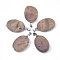 Electroplate Natural Druzy Geode Agate Pendants, with Brass Findings, Oval, Platinum, Dark Salmon, 28~29x18.5x7mm, Hole: 4.5x4mm