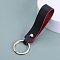 PU Leather Keychain, with Metal Key Ring, Rectangle, Black, 8.8x1.8cm