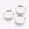 Tarnish Resistant 304 Stainless Steel Pendant Cabochon Settings, Plain Edge Bezel Cups, Flat Round, Stainless Steel Color, Tray: 12mm, 16x13.5x2mm, Hole: 1.8mm