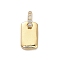 Brass Micro Pave Clear Cubic Zirconia Pendants, Golden, Rectangle, 16mm