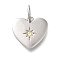 925 Sterling Silver Micro Pave Clear Cubic Zirconia Charms, Heart, with Jump Ring, Platinum, Lemon Chiffon, 10x10.5x1.5mm
