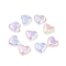 UV Plating Acrylic Cabochons, Iridescent, Heart, Colorful, 11.5~12x12~12.5x4mm