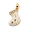 Christmas Brass Micro Pave Cubic Zirconia Pendants, Cadmium Free & Lead Free, with Synthetic Opal, Christmas Stocking, Snow, 19x16.5x4.5mm, Hole: 5x3mm